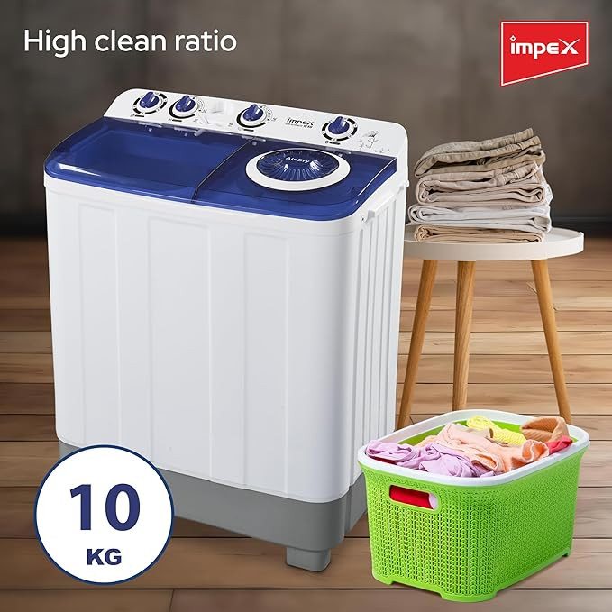 غسالة نصف اوتوماتيك سعة 10 لتر من ايمبكس، تعبئة من الاعلى، 350 واط، منظف الياقة -موديل WM 4202، تحميل علوي، ابيض